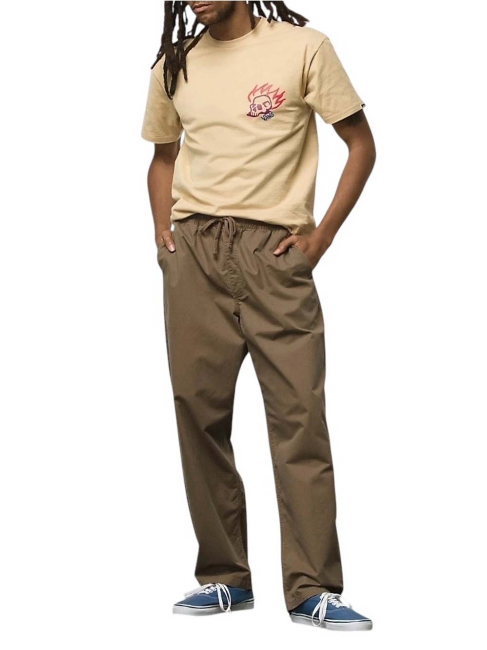 VANS Men's Women’s Range Baggy Tapered Brown Drawstring Chino Pants Size Large